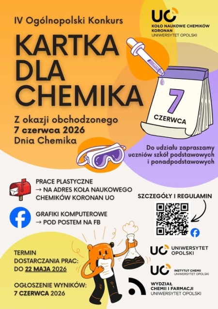 Zaproszenie do udziału w IV Ogólnopolskim Konkursie „Kartka dla Chemika”