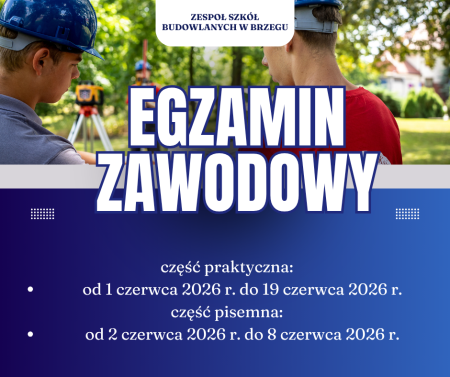 Harmonogram egzaminów zawodowych – czerwiec/lipiec 2026